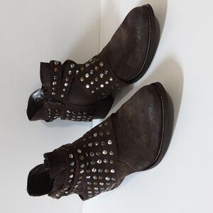 Matisse Ankle Women 9.5M Studded  boots leather suede brown rodeo festival boho